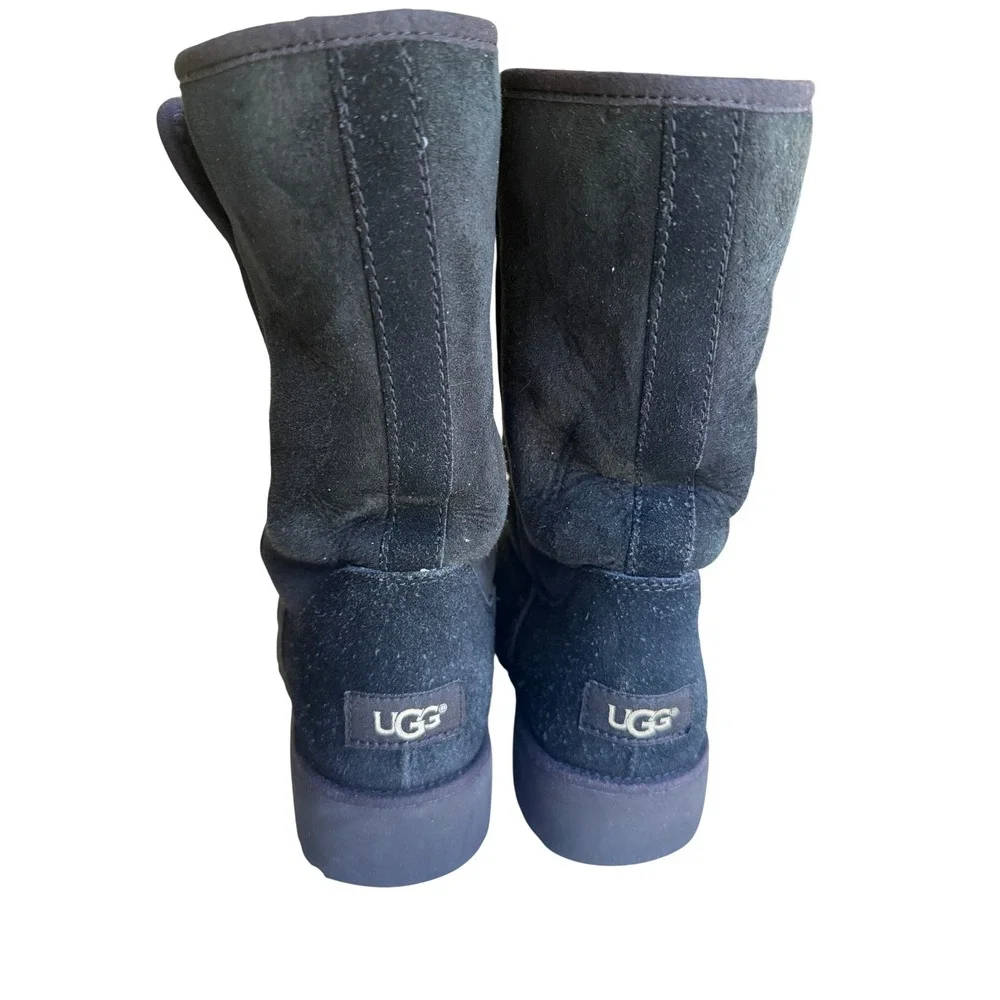 UGG Amie Boots Women 7.5 Black Suede Slim Wedge Mid Calf Outdoor